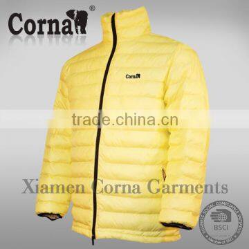 Customized logo keep warm yellow down jacket winter jackets stock lots