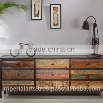 Iron wood drawer chest