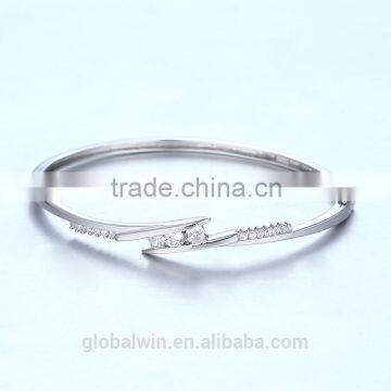 2016 Silver Bangle Grace buckle Crystal stones Open 925 sterling silver Bracelet FB050