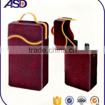 Top Grade individuation leather 2bottles wine box with custom logo printing