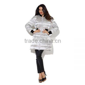 Pretty Steps 2015 High End Silver Elegantly Long Length Ladies Winter Long Down & Feather Fill Coat