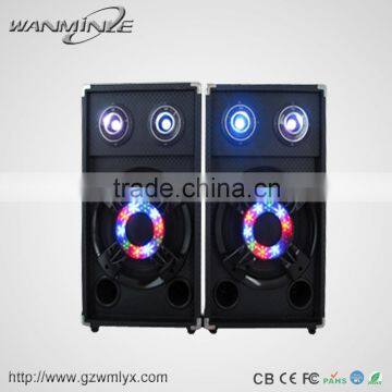 Wooden 2.0 Stereo Professional Speaker Stage Fashionable Speaker With Lights Professional Karaoke Loudspeaker