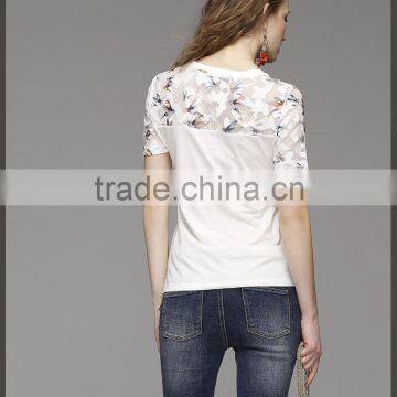 Round Collar Printing Bud Silk Gauze Shirt With Short Sleeves photo-2