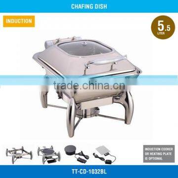 Electric Chafing Dish Warmer - 5.5 L, Glass Cover, Mechanical Hinge, TT-CD-1032BL