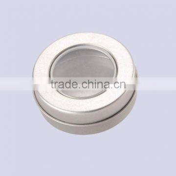 high quality round tin box with PVC Window