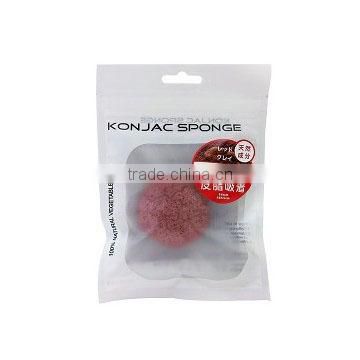 KONJAC SPONGE Red Clay Natural Vegetable Fiber for Deep Cleansing