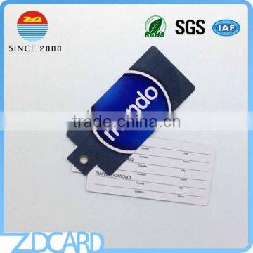 Manufacture Supply double sheet personalized plastic luggage tags with one eyelet