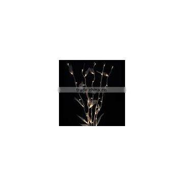 100cm 5pc Natural Twig Festive Decoration With Leaves & 50 Warm White Micro Lights New