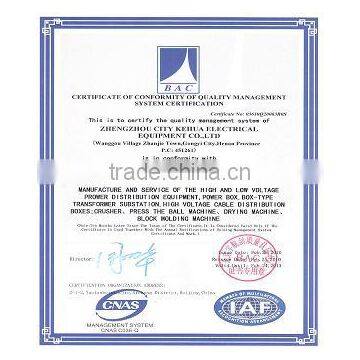 Certificate of Conformity of Quality Management Sy