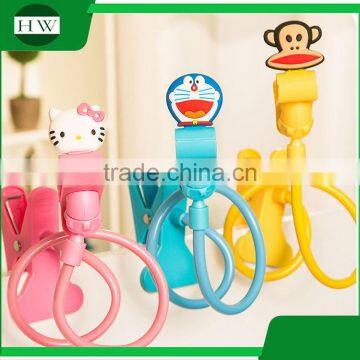 Plastic Cartoon Flexible Folding Telescopic Foldable Desktop Pad Cell Mobile Phone Bracket Stand Support Holder With Clip photo-5