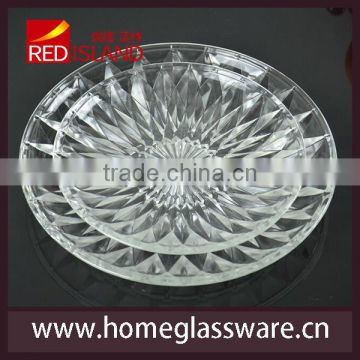 6" to 8" engraved glass plate glass fruit plate glass dish