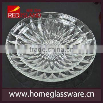 6" to 8" Engraved Glass Plate Glass Fruit Plate Glass Dish