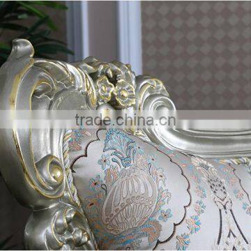 French Royal Champagne Gold Wooden Upholstery Sofa Set, Villa 1+2+3 Sofa Furniture(MOQ=1 SET) photo-3