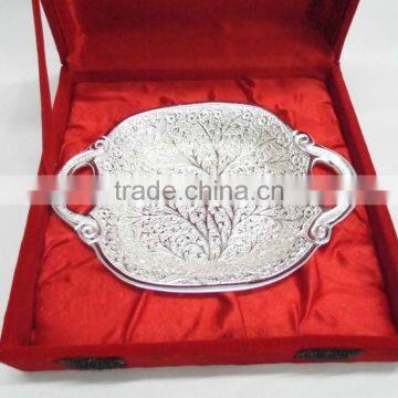 New Design Silver Plated Indian Brass Decorative Bowl With Embossing Designs photo-2