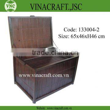 Bamboo laundry hamper with lid in dark brown color