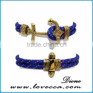 Custom Handmade Men's Genuine Leather Steel Anchor Hook Bracelet photo-2