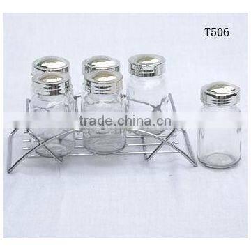 6 pieces clear cylinder glass kit for spices with frame