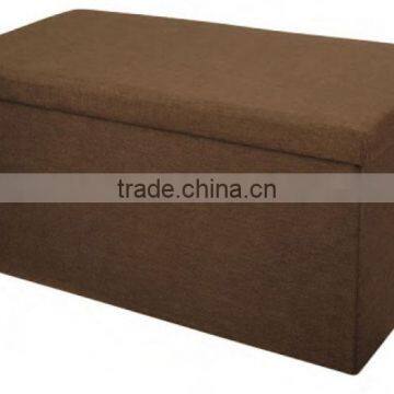 Household Brown Rectangle Foldable Polyester Linen Storage Ottoman photo-2