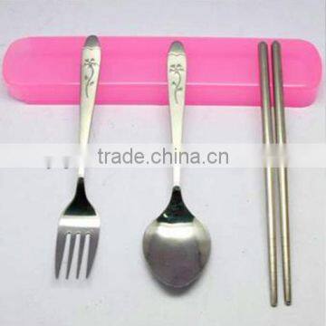Portable takeaway travel cutlery set with plastick box packing