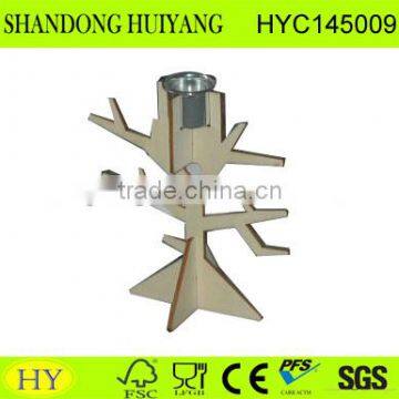 unfinished hot selling tree shape wooden candle holder