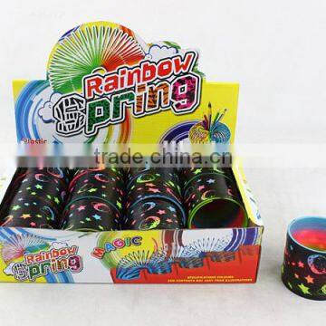 hot sale promotional plastic rainbow spring with printed moon and stars toys for kids/promotional gift raibow circle