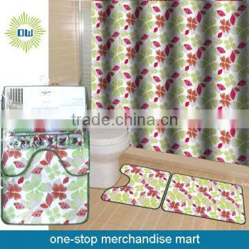 Waterproof Polyester Shower Curtain With Bath Mat Set photo-3