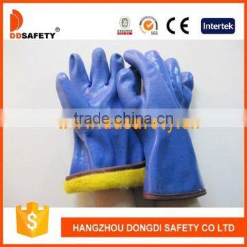 DDSAFETY 2017 Hot Sale Blue PVC Gloves Sandpaper Finished photo-1