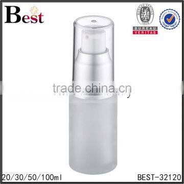 alibaba china hot products cosmetic lotion frosted glass bottle 100ml matte silver aluminum pump wholesale