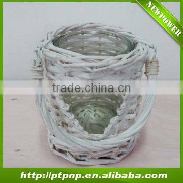 rattan glass flower pots with handle