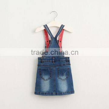 Cartoon Little Girl Flowers Embroidered Denim Strap Dress photo-2