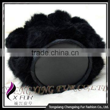 CX-H-08 High Quality Black Genuine Rabbit Fur Hand Bag Fur Pom Pom photo-3