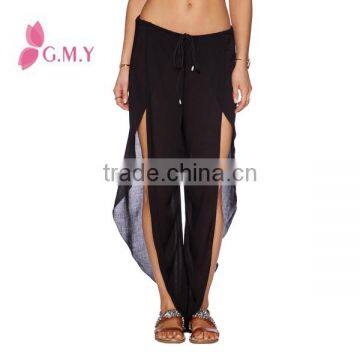 Chiffon Pants for Women Specil Cutting With Fork at Side Elastic Waist Bohemian Style Clothing Bulk Production photo-4