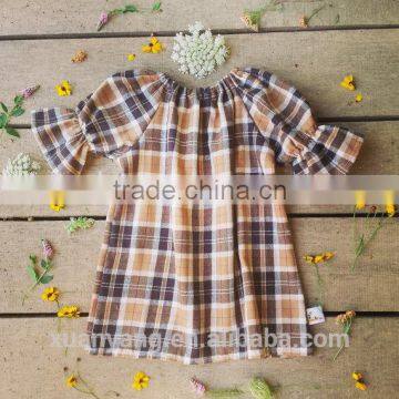 Hot selling children clothes frock design plaid 100% cotton fancy kids summer dress