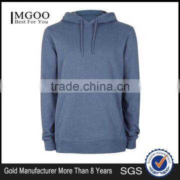 100% Cotton French Terry Men Sweatshirt Pullover Plain Classic Fit Hoodie With Front Pockets Blue