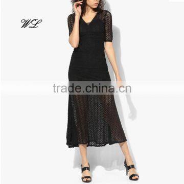 China Garment Manufacturer Embellished Womens Long Lace Maxi Dress