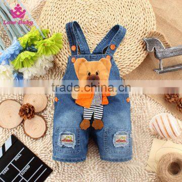 Fashion Baby Summer Pants Children Denim Short Overalls Kids Strap Jeans Pants