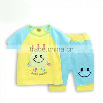 Manufacture Children Clothing Set Fashion Smile T shirt and Pants Children Clothes Set