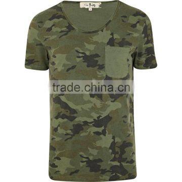 2016 China high quality fashionable camo pocket tshirt