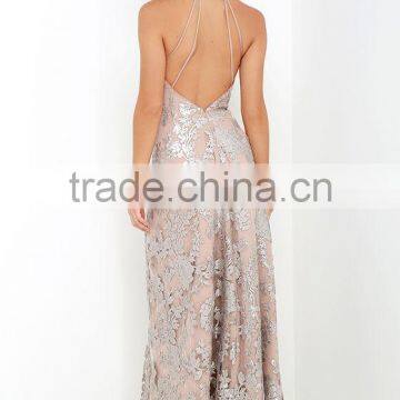 Dress the Population Valentina Silver Sequin Maxi Dress photo-3