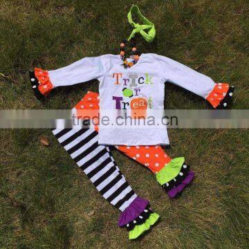 The Halloween Kids Girls The Pumpkin Print OUTFITS Pant Sets Girls Boutique Clothes Kids Sets With Matching Accessory photo-2