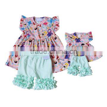 2017 high quality baby doll and me clothes outfit baby girls boutique outfit princess girls 18 inch doll clothing wear set