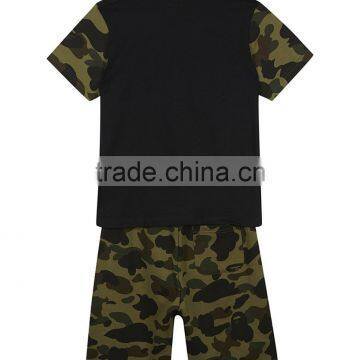 2017 Wholesale Children's Summer Baby Boy Camo Clothing Set Kids t Shirt Clothes Cotton Shorts and Socks Set photo-2