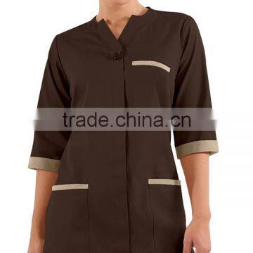 High Quality Female Color Contrasting 3/4 Sleeves House Keeping Tunic With One Button Closure photo-2
