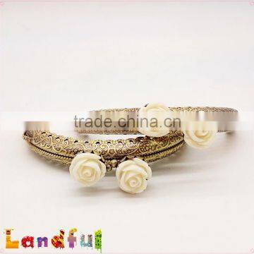 8.5cm Flower Antique Brass Engraving Sewing Handbag Rose Metal Purse Frame photo-3