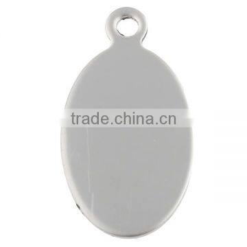 Best selling products stainless steel flat oval logo engraved jewelry tag charm