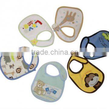 6animal picture baby bib 100% cotton baby bib