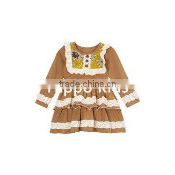 Hot sale sand ruffle peplum top lace ruffle baby girl clothes long sleeve new model shirts