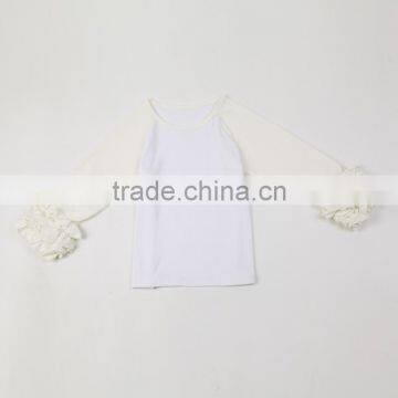 High Quality Ruffle Raglan Shirt kids girl cotton material two color t shirt Wholesale Icing Ruffle Shirt