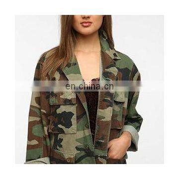 New designed polyester cotton woven fashion camouflage woemn suit fabric