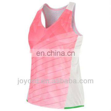 Dye sublimation sexy ladies pink running singlet wholesale